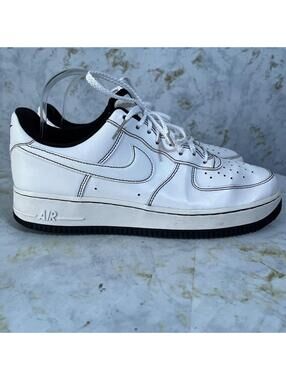 Nike Air Force 1 Mens Size 9.5 Shoes White Black Classic Low Top Trainer Sneaker